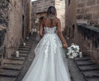 Floral Princess Bridal Gown Strapless Bohemian Wedding Dress