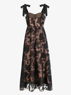 Dress A-Line Dress Sweetheart Neckline Sleeveless Romantic Flower Printed Party Prom Maxi Dresses