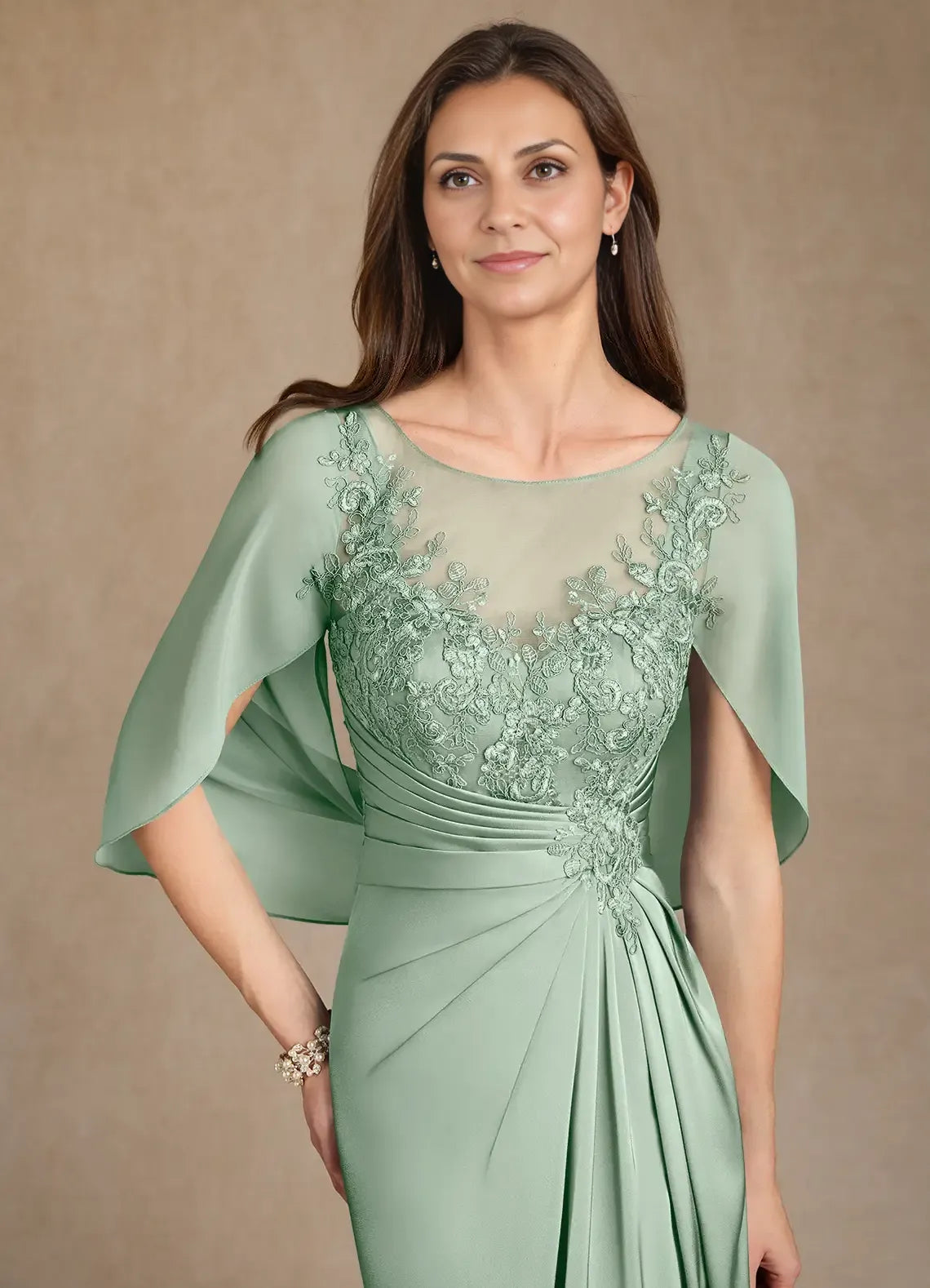 Dress A-Line Princess Boat Neck Pleated Maxi Dress Elegant Cap Sleeves Back Zip Mother of the Bride Dress