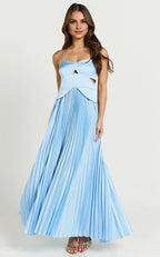 Dress A-Line Sweetheart Cut Out Pleated Dress Lemon Spaghetti Straps Backless Up Evening Dress