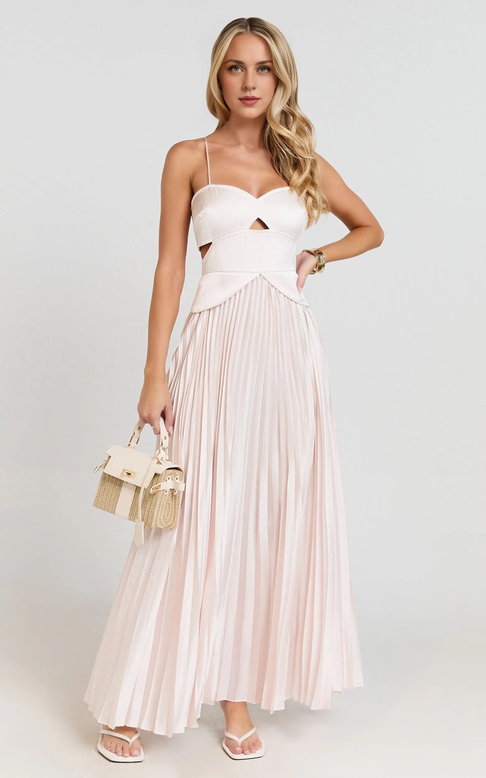 Dress A-Line Sweetheart Cut Out Pleated Dress Lemon Spaghetti Straps Backless Up Evening Dress