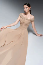 Dress A-line Spaghetti Straps Draped Floor Length Maxi Dress Sleeveless Elegant Pleated Prom Dress