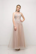 Dress A Line Appliques Long Evening Gown Formal Dress Backless Sleeveless Prom Dress