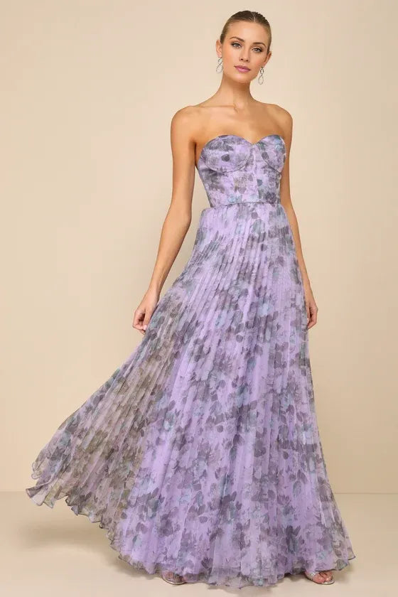 Ivory Dress Beautiful Multi Floral Print Maxi Dress Evening Dress A-Line Sleeveless Sweetheart Neck Prom Dress