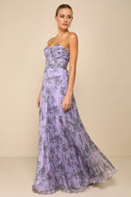 Ivory Dress Beautiful Multi Floral Print Maxi Dress Evening Dress A-Line Sleeveless Sweetheart Neck Prom Dress