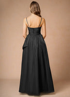 Black Dress Strapless Elegant Maxi Dress Sleeveless A-line Backless Prom Dress With Slit