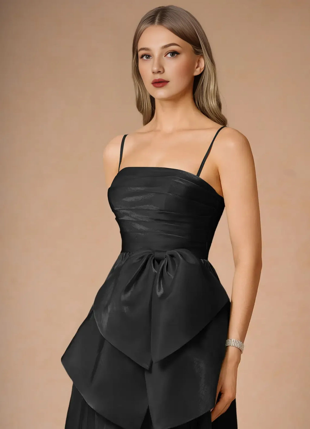 Black Dress Strapless Elegant Maxi Dress Sleeveless A-line Backless Prom Dress With Slit