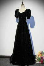 Black Dress Long Prom Dress Elegant A-Line Evening Lace-up Party Dress