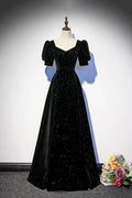 Black Dress Long Prom Dress Elegant A-Line Evening Lace-up Party Dress