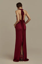 Dress Blouson Scoop Neck Floor Length Dress Maxi Dress Sleeveless Sexy Open Back Prom Dress