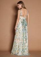 Dress Boat Neck Romantic Flower Embroidery Maxi Dress Sleeveless Princess Slit V Back Mermaid Prom Dress
