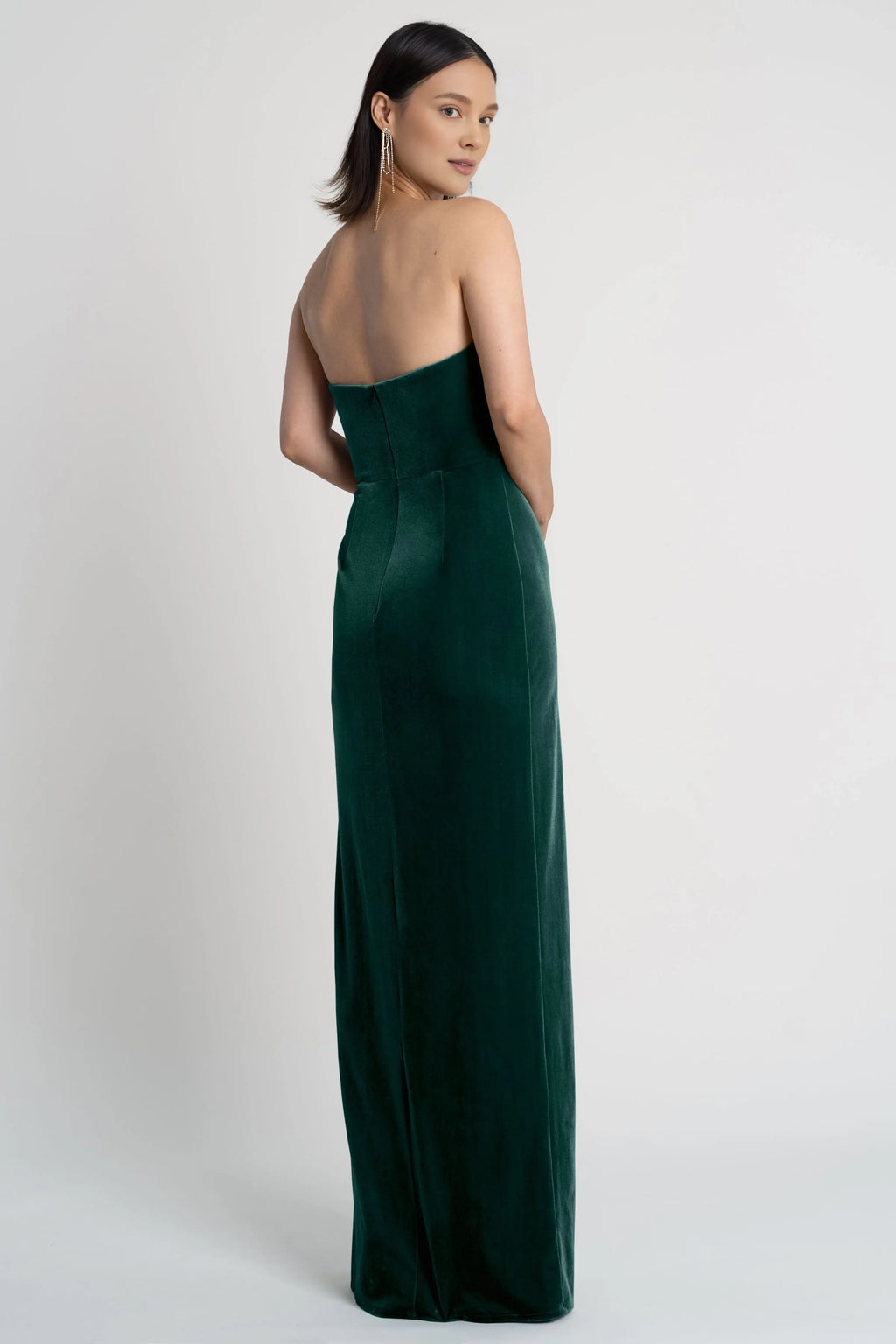 Dress Chic Strapless Sleeveless Side Slit Evening Dress Bridesmaid Dress Floor-Length Sheath Solid Color Prom Dress