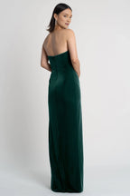 Dress Chic Strapless Sleeveless Side Slit Evening Dress Bridesmaid Dress Floor-Length Sheath Solid Color Prom Dress