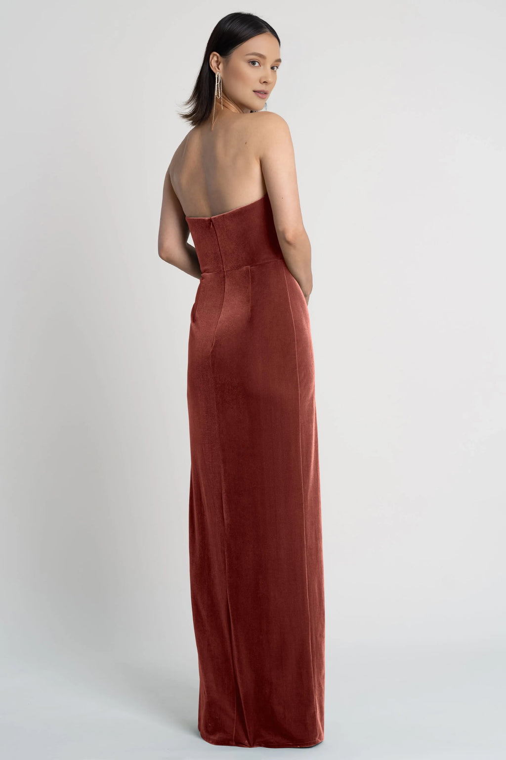 Dress Chic Strapless Sleeveless Side Slit Evening Dress Bridesmaid Dress Floor-Length Sheath Solid Color Prom Dress
