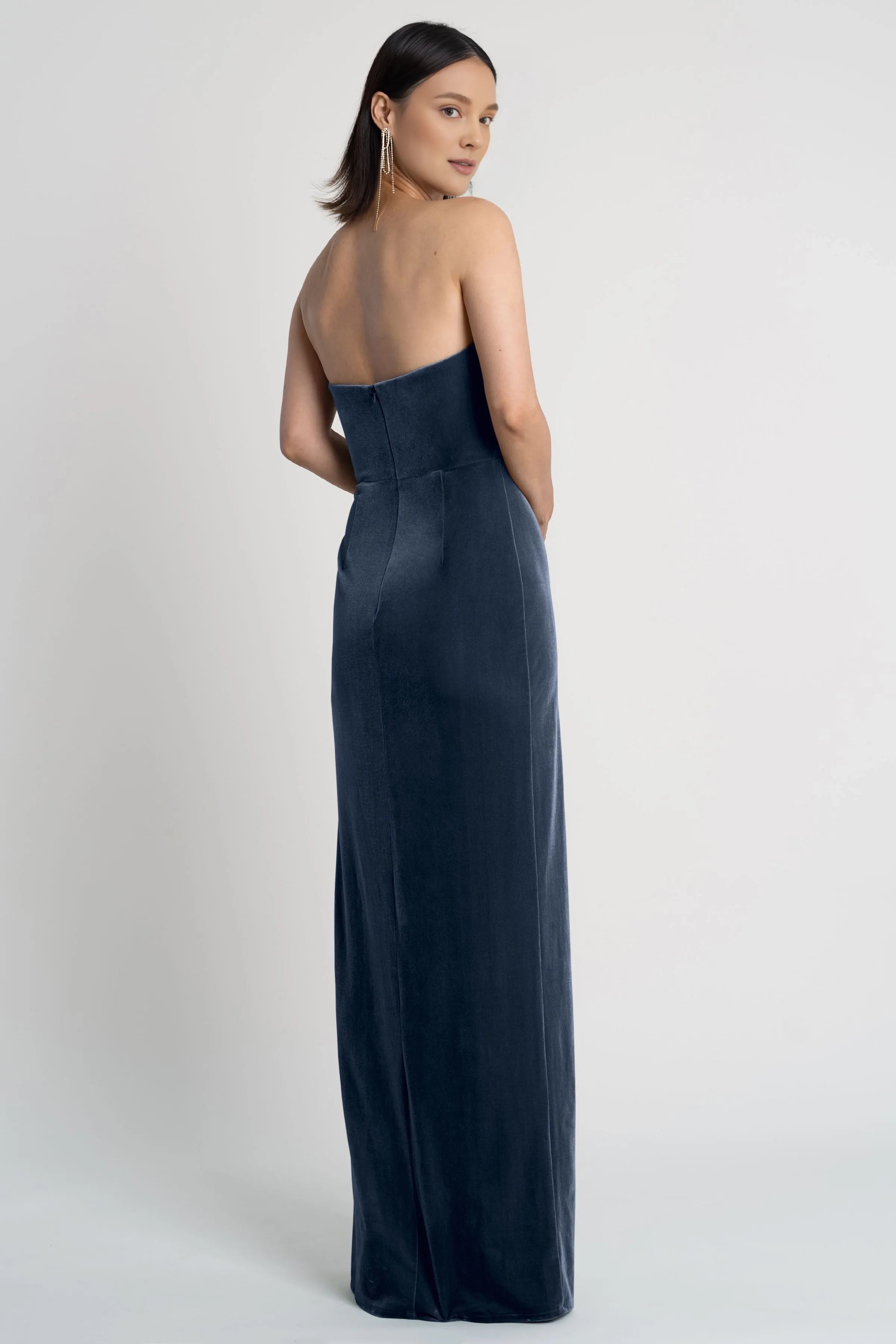 Dress Chic Strapless Sleeveless Side Slit Evening Dress Bridesmaid Dress Floor-Length Sheath Solid Color Prom Dress