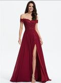 Dress Classic A-line Off the Shoulder Sweep Train Prom Dresses With Sequins Backless Sleeveless Maxi Dress