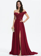 Dress Classic A-line Off the Shoulder Sweep Train Prom Dresses With Sequins Backless Sleeveless Maxi Dress
