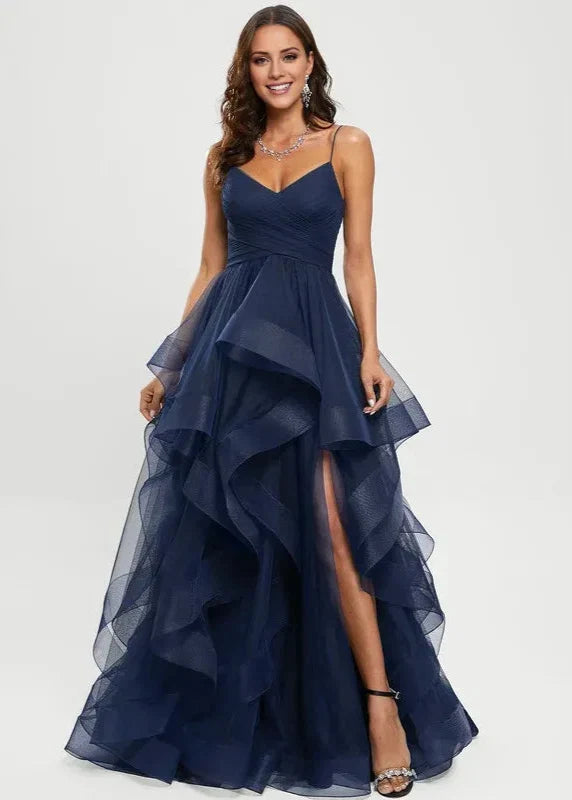 Dress Classic Ball-Gown/Princess V-Neck Sweep Train Prom Dresses Backless Sleeveless V Back Maxi Dress