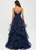 Dress Classic Ball-Gown/Princess V-Neck Sweep Train Prom Dresses Backless Sleeveless V Back Maxi Dress