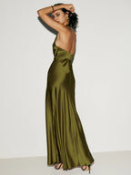 Dress Classic Halter V Neck Sleeveless Straight Tube Prom Dress Maxi Dress Backless Evening Dress