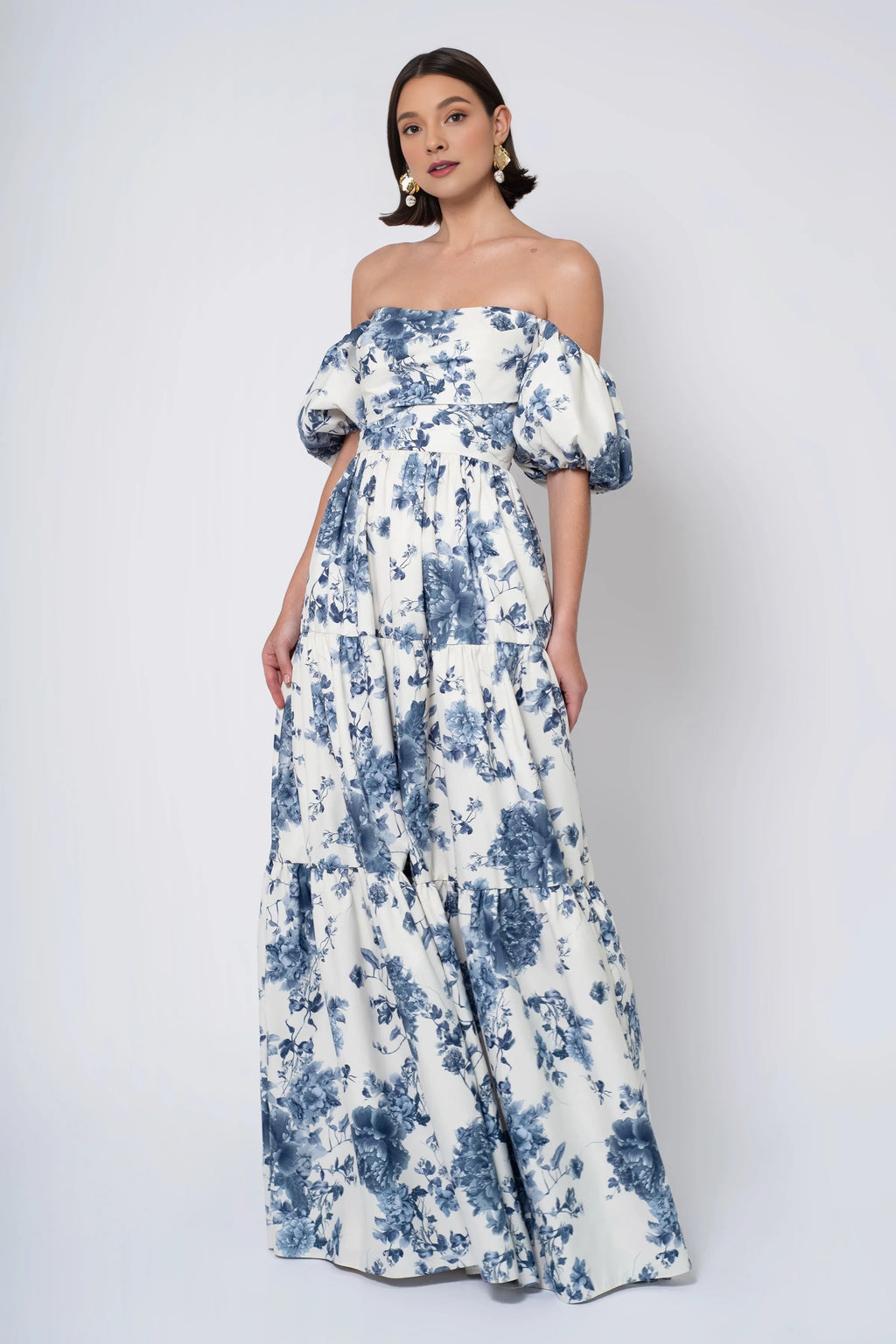 Dress Classic Puff Sleeves Strapless Neck Spaghetti Straps Evening Dress Bridesmaid Dress A-line Floor-Length Back Zip Prom Dress