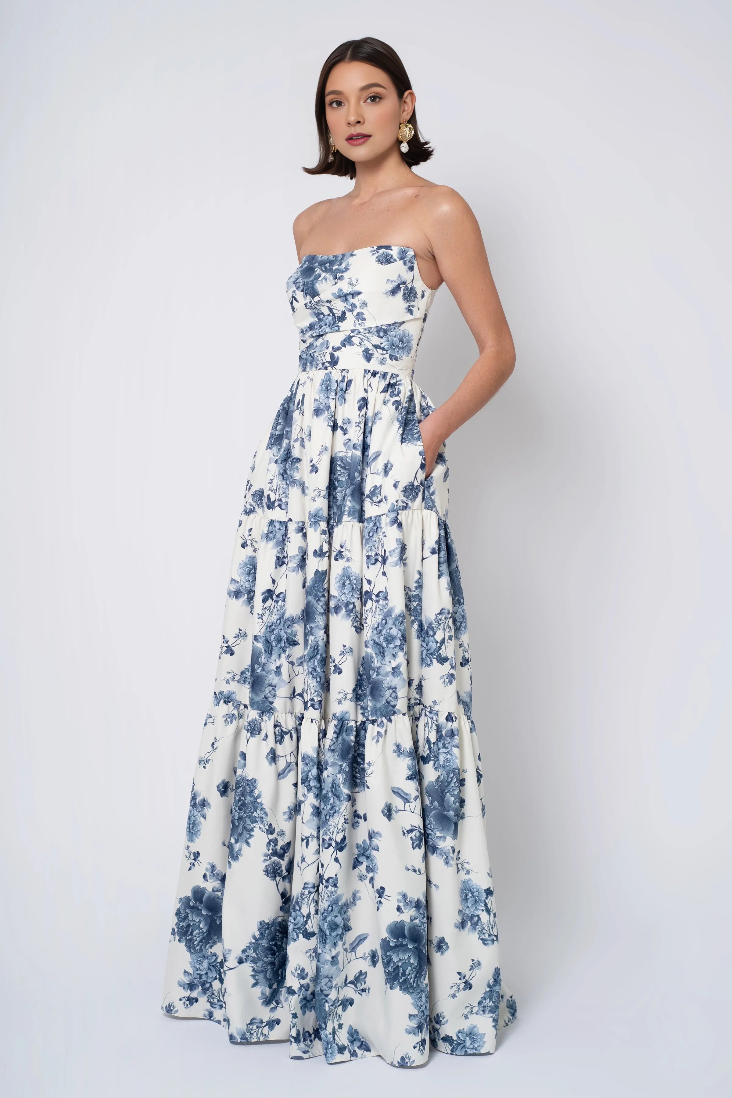Dress Classic Puff Sleeves Strapless Neck Spaghetti Straps Evening Dress Bridesmaid Dress A-line Floor-Length Back Zip Prom Dress