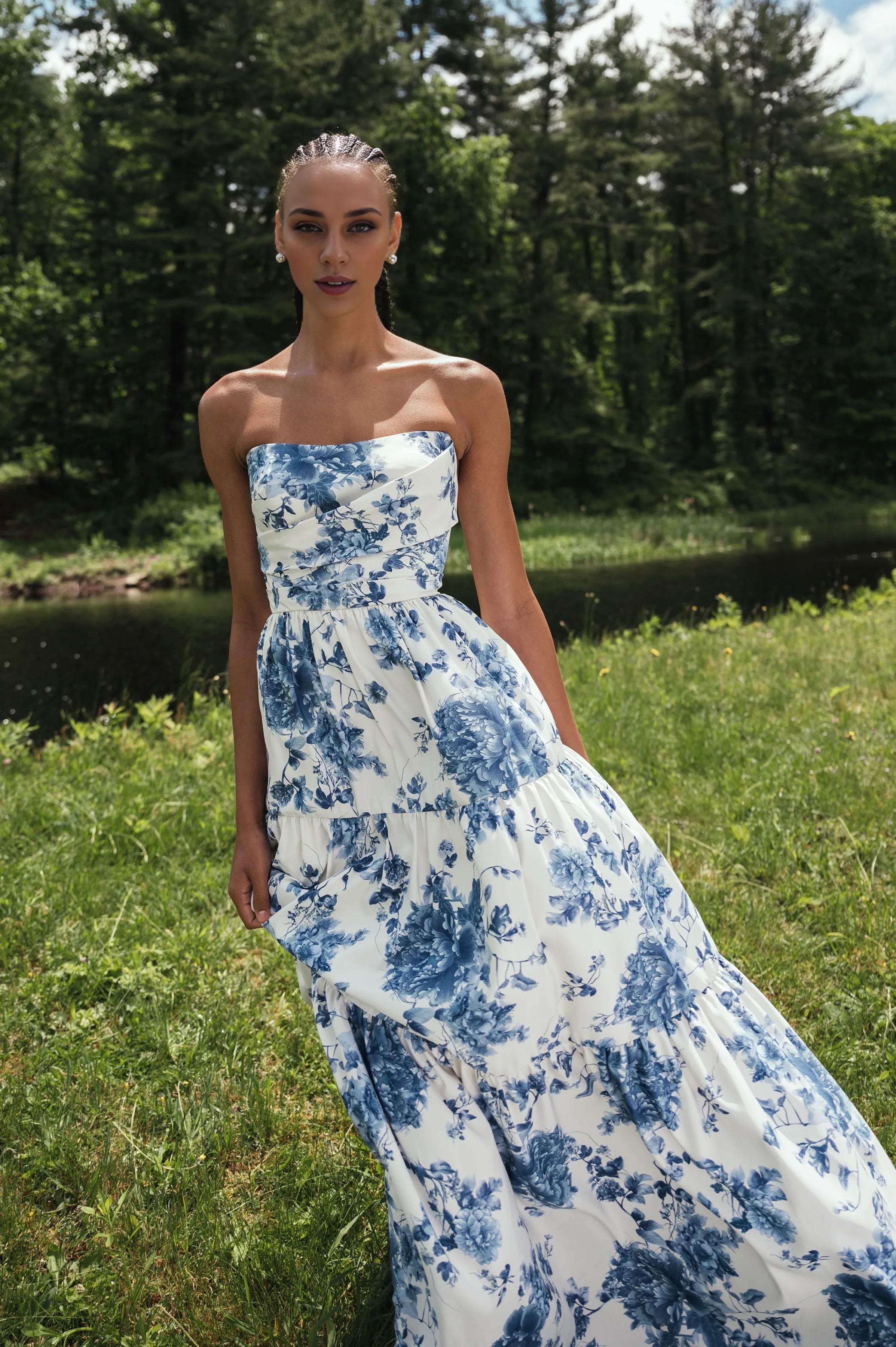 Dress Classic Puff Sleeves Strapless Neck Spaghetti Straps Evening Dress Bridesmaid Dress A-line Floor-Length Back Zip Prom Dress