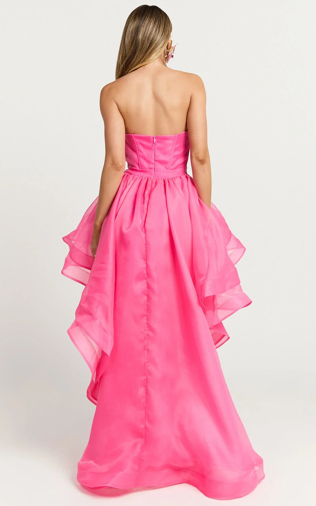 Pink Dress Classic Sweetheart High Low Cocktail Dresses Hot Pink A-line Solid Color Tie Prom Dress