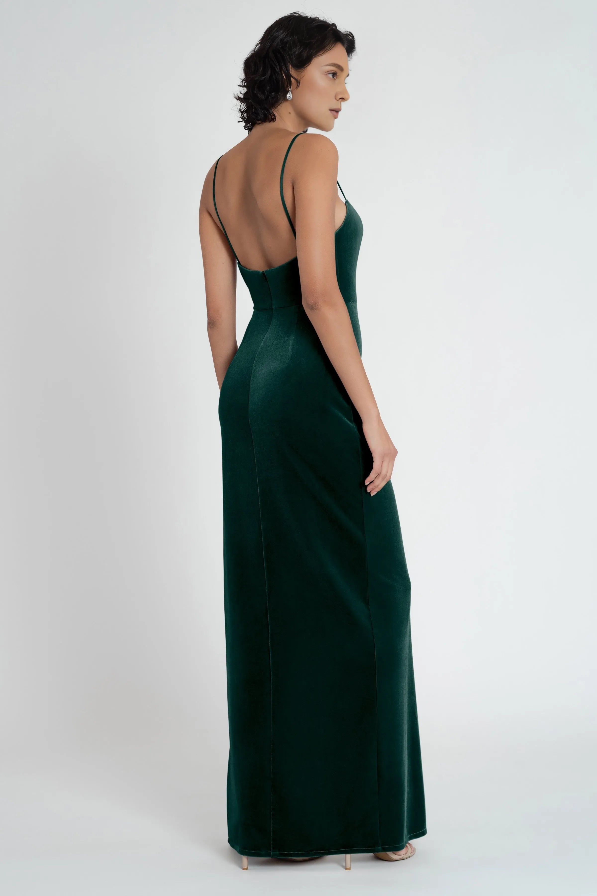 Dress Classic Straight Neck Spaghetti Straps Evening Dress Bridesmaid Dress Slim Floor-Length Side Slit Prom Dress
