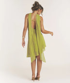 Dress Modern Cowl Front Mini Dress With Neck Scarf Open Back Spaghetti Straps Sleeveless Prom Dress