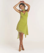 Dress Modern Cowl Front Mini Dress With Neck Scarf Open Back Spaghetti Straps Sleeveless Prom Dress