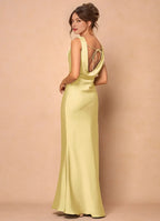Dress Cowl Neck Elegant Sleeveless Mermaid Maxi Dress Prom Dress Simple Backless Lemon Evening Dress