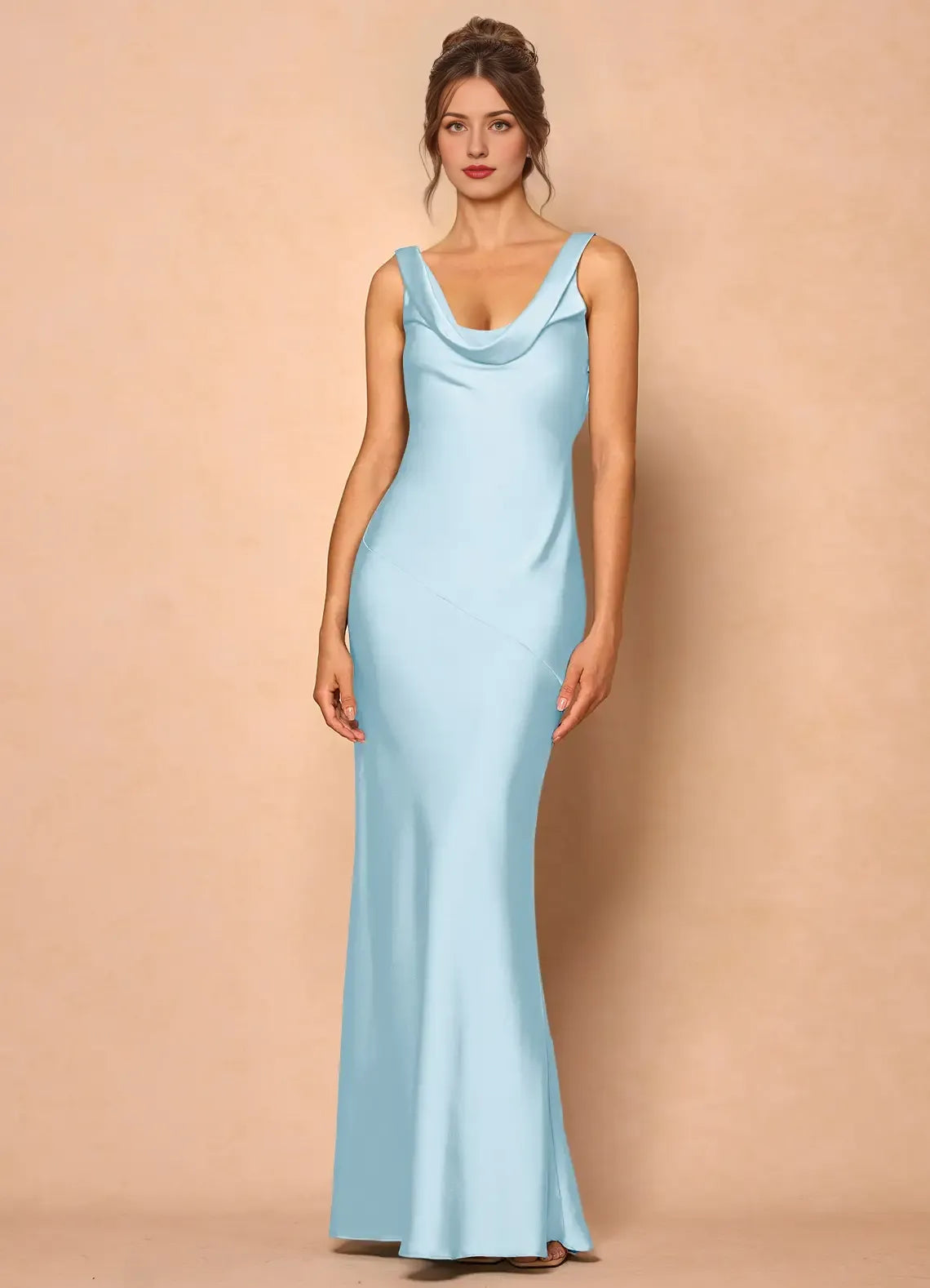 Dress Cowl Neck Elegant Sleeveless Mermaid Maxi Dress Prom Dress Simple Backless Lemon Evening Dress