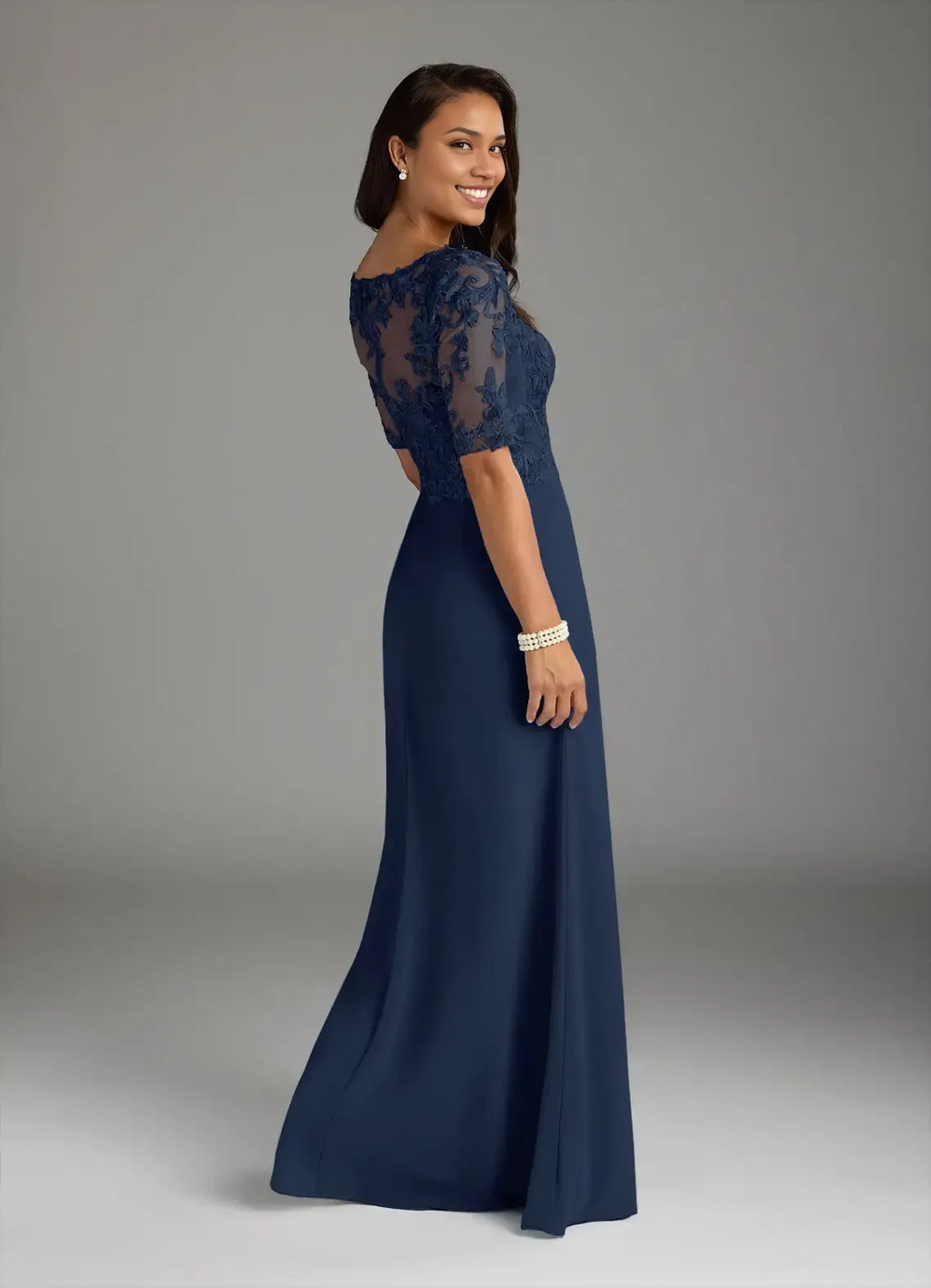 Navy Dress Dark V-Neck A-Line Mother Of The Bride Evening Dress Elegant Short Sleeve Plus Size Mother Of The Groom Dresses