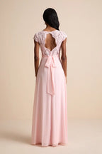Black Dress Elegant Backless Maxi Dress Evening Dress A-line Cap Sleeve Sweetheart Neck Slit Prom Dress