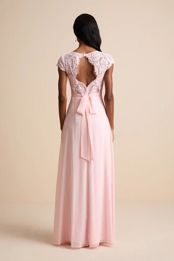 Black Dress Elegant Backless Maxi Dress Evening Dress A-line Cap Sleeve Sweetheart Neck Slit Prom Dress