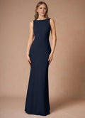 Dress Elegant Boat Neck Sleeveless Simple Backless Evening Dress Floor Length Bow knot Prom Dress