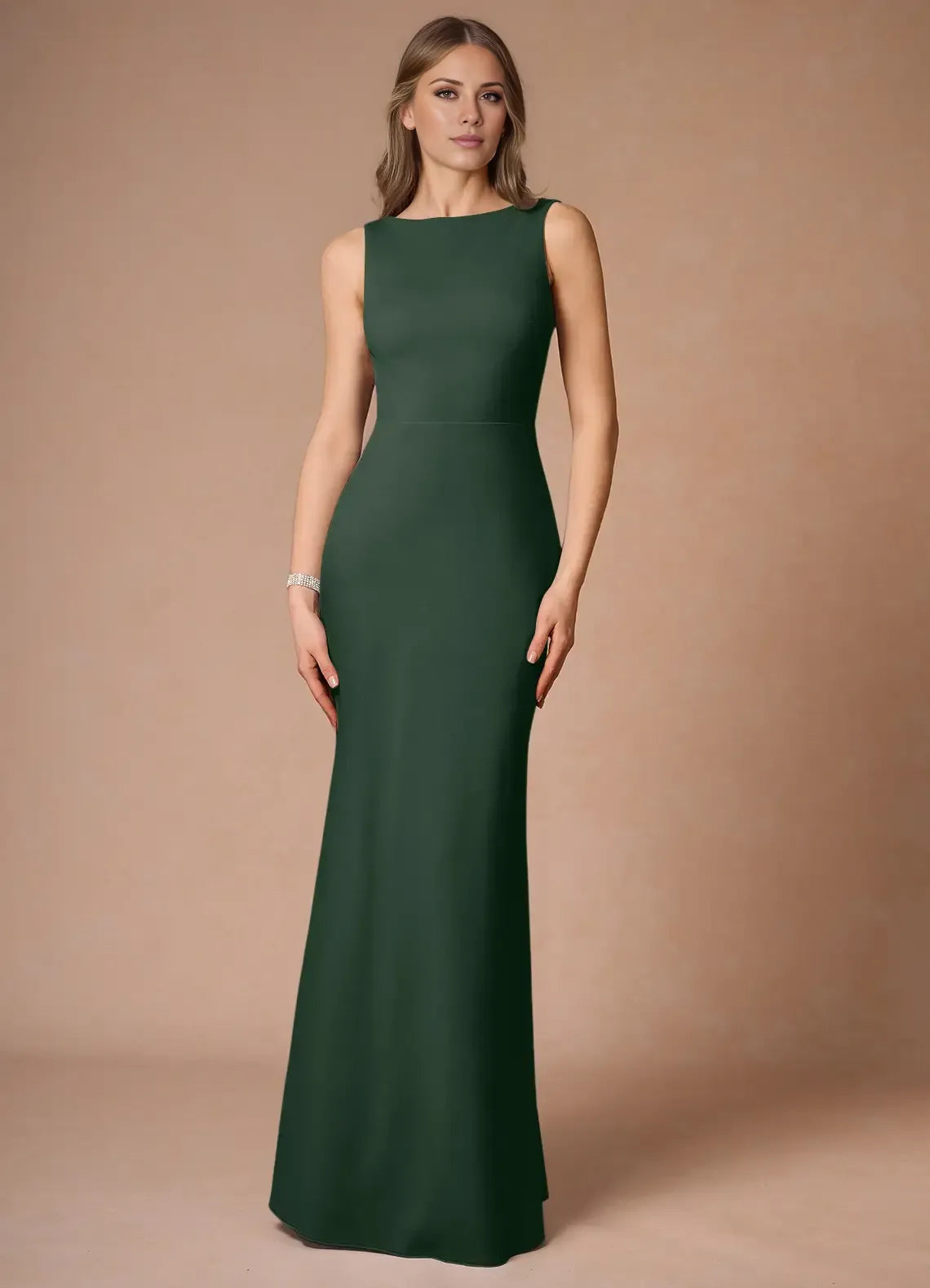 Dress Elegant Boat Neck Sleeveless Simple Backless Evening Dress Floor Length Bow knot Prom Dress