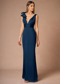 Dress Elegant Deep V Neck Maxi Dress Prom Dress Sleeveless V Back Bow knot Mermaid Evening Dress