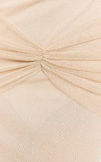Dress Elegant Glitter Strapless Ruched Side Maxi Dress Nude Sheath Sleeveless Solid Color Evening Dress