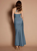 Dress Elegant Halter V Neck Sleeveless Backless Pleats Mermaid Evening Dress Tea-Length Prom Dress