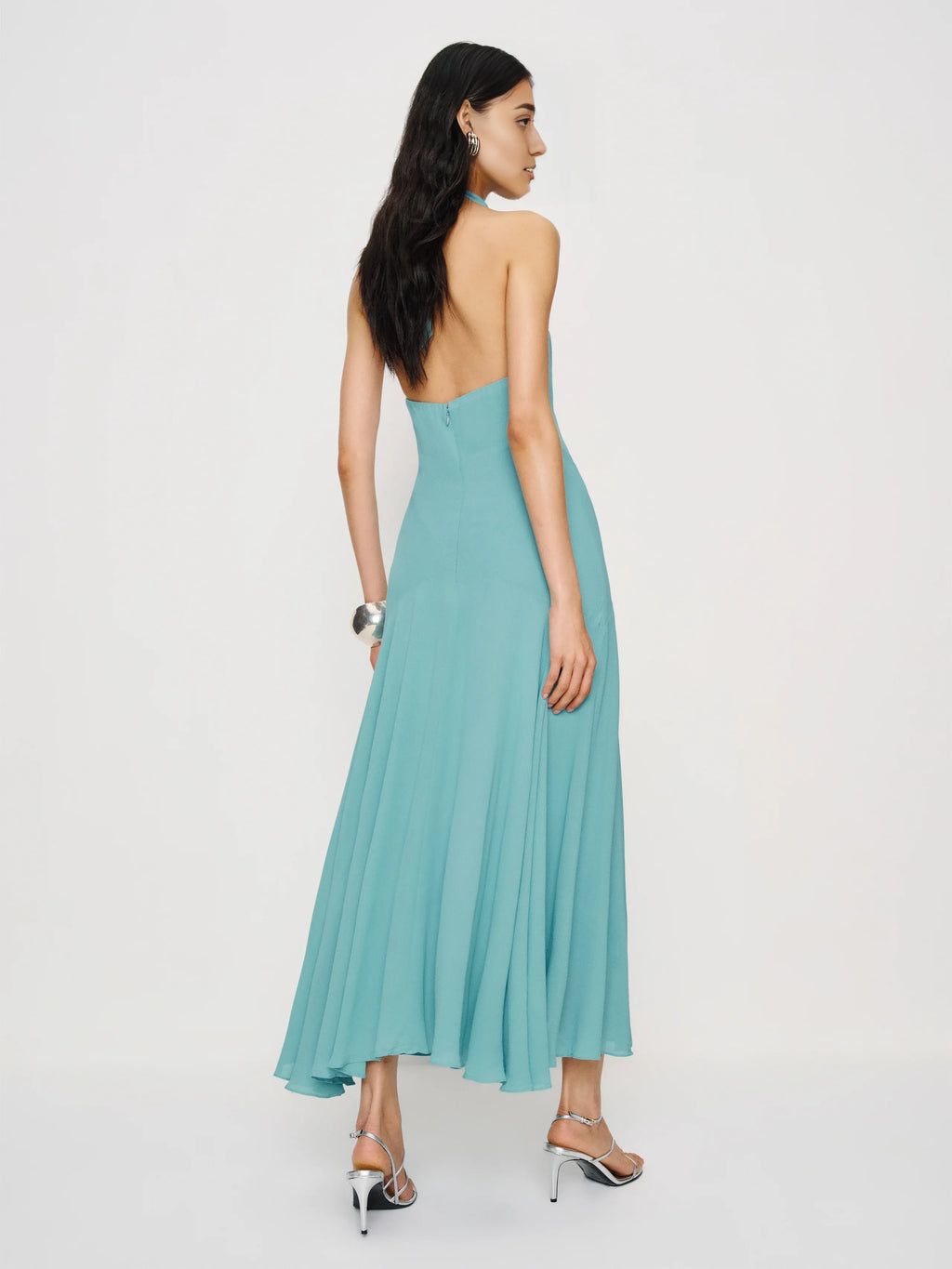 Dress Elegant Halter V Neck Sleeveless Mermaid Prom Dress Backless Tea-Length Backless Evening Dress