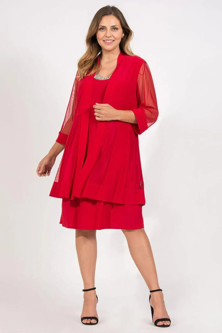 Dress Elegant Long Sleeves Prom Dress Round Neck Short Mother Of The Bride Plus Size Dress