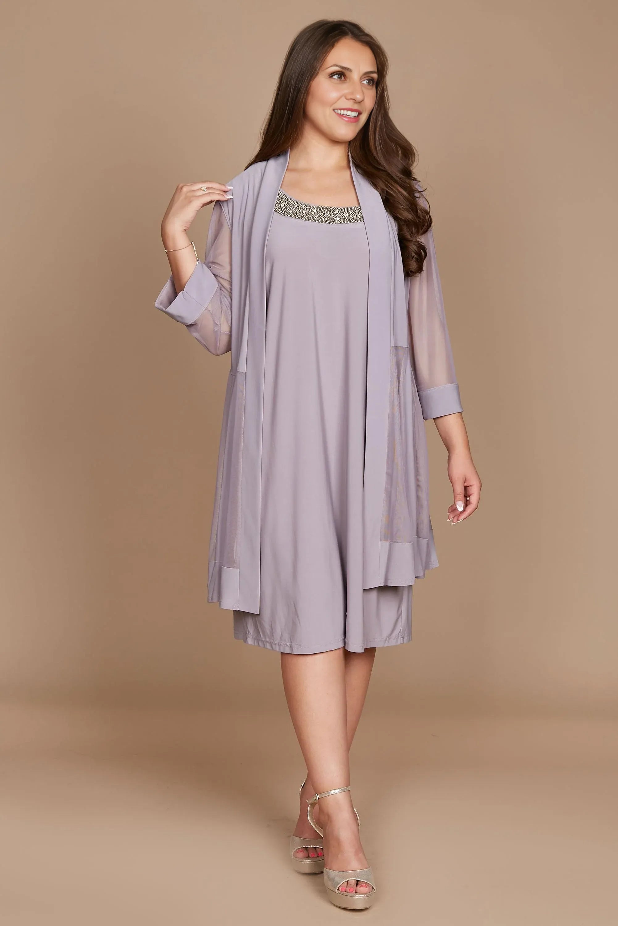 Dress Elegant Long Sleeves Prom Dress Round Neck Short Mother Of The Bride Plus Size Dress