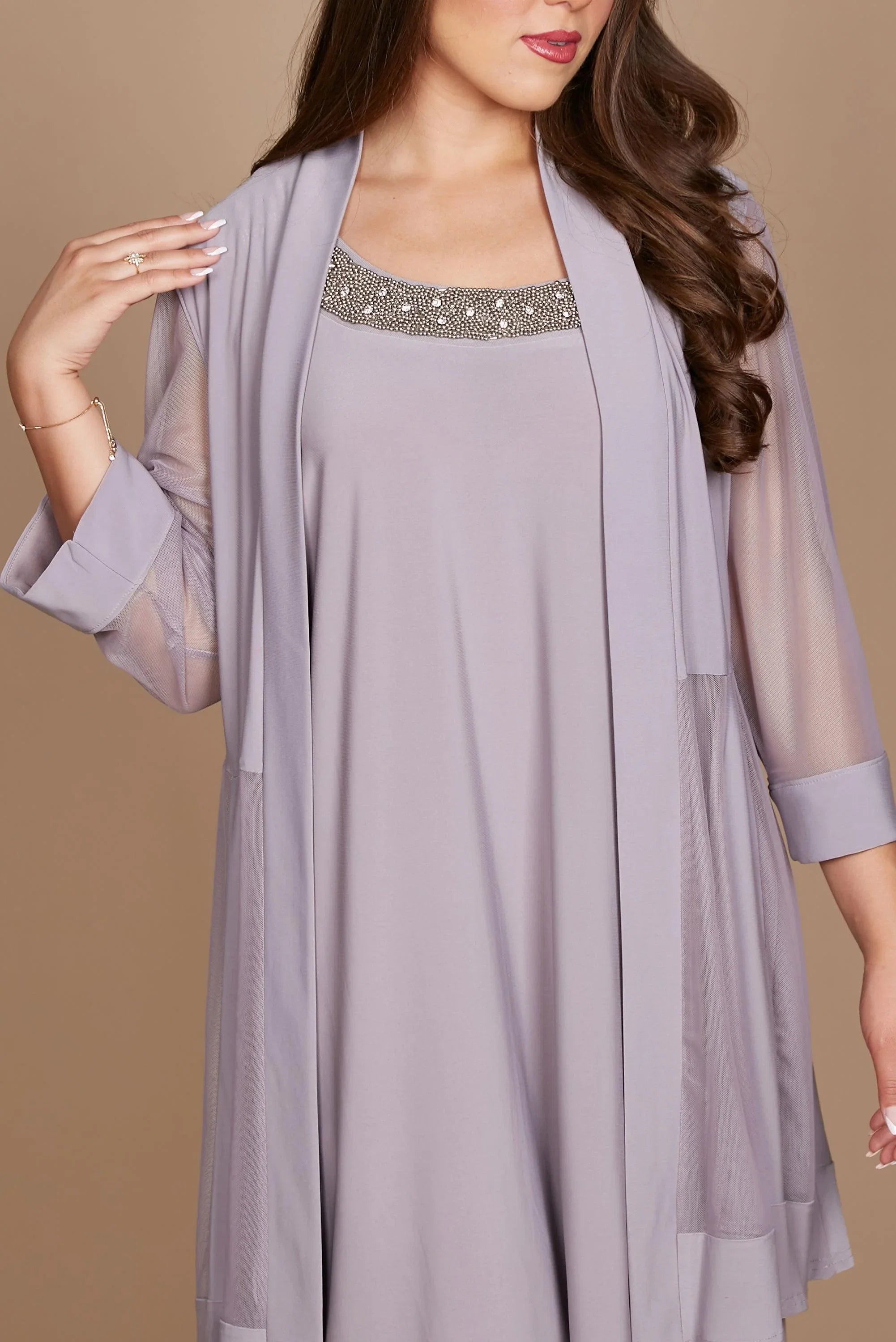 Dress Elegant Long Sleeves Prom Dress Round Neck Short Mother Of The Bride Plus Size Dress