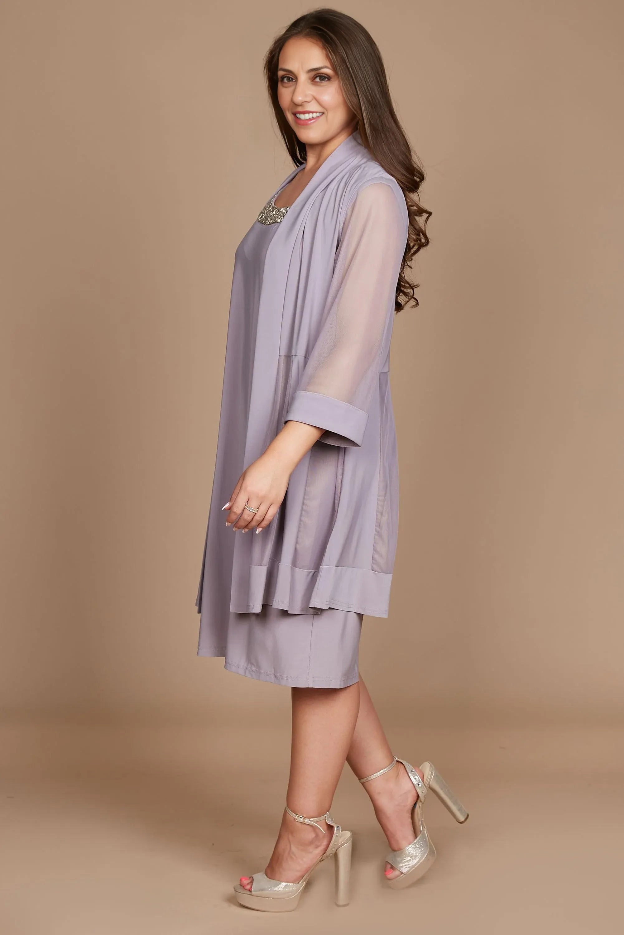 Dress Elegant Long Sleeves Prom Dress Round Neck Short Mother Of The Bride Plus Size Dress