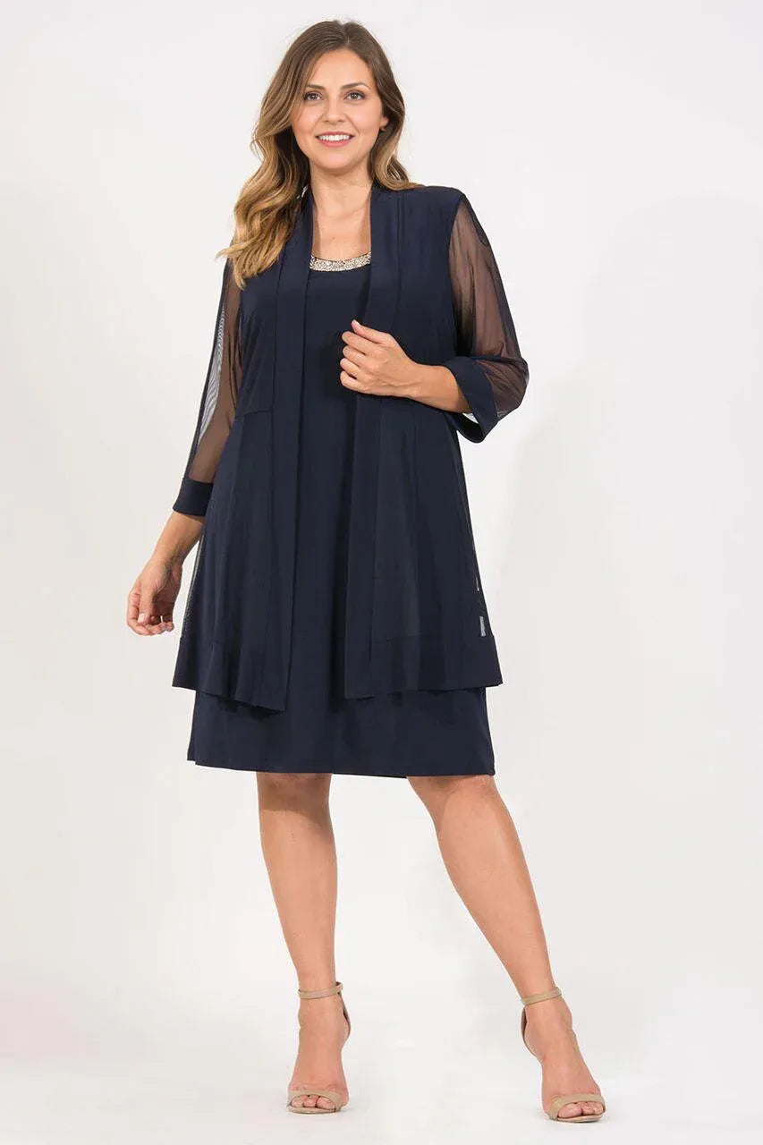 Dress Elegant Long Sleeves Prom Dress Round Neck Short Mother Of The Bride Plus Size Dress