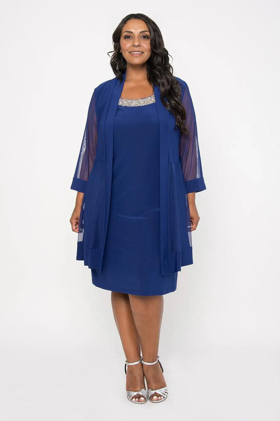 Dress Elegant Long Sleeves Prom Dress Round Neck Short Mother Of The Bride Plus Size Dress