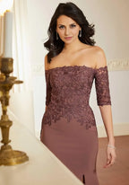 Dress Elegant Off-the-Shoulder Prom Dress Mermaid Full Length Mother Of The Bride With Applique