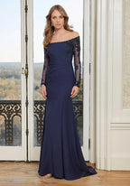 Dress Elegant Off-the-Shoulder Prom Dress Mermaid Long Sleeves Full Length Mother Of The Bride With Applique